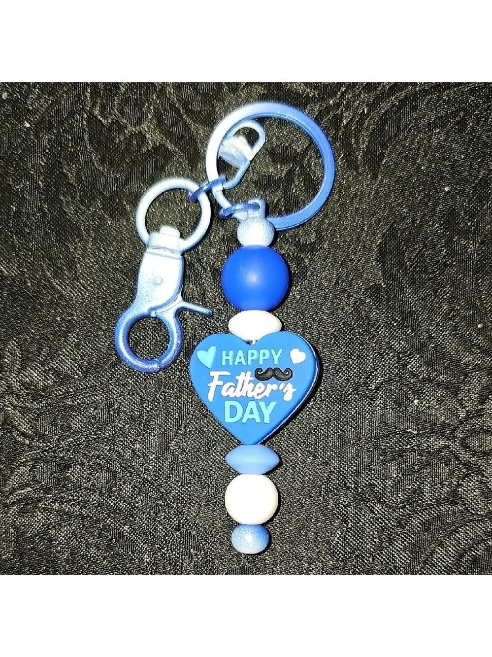 Blue and White Happy Father's Day Handmade Keychain